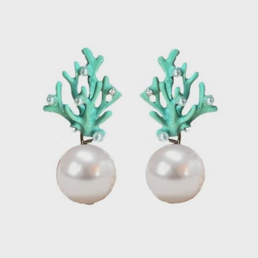 Pearl Coral Mini Earrings | Turquoise