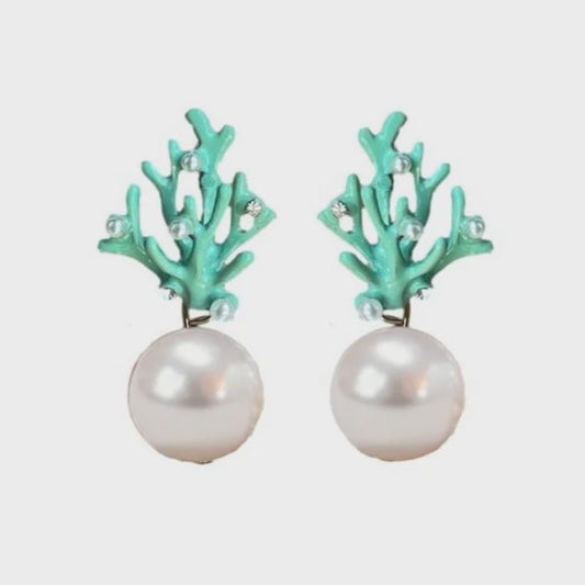Pearl Coral Mini Earrings | Turquoise