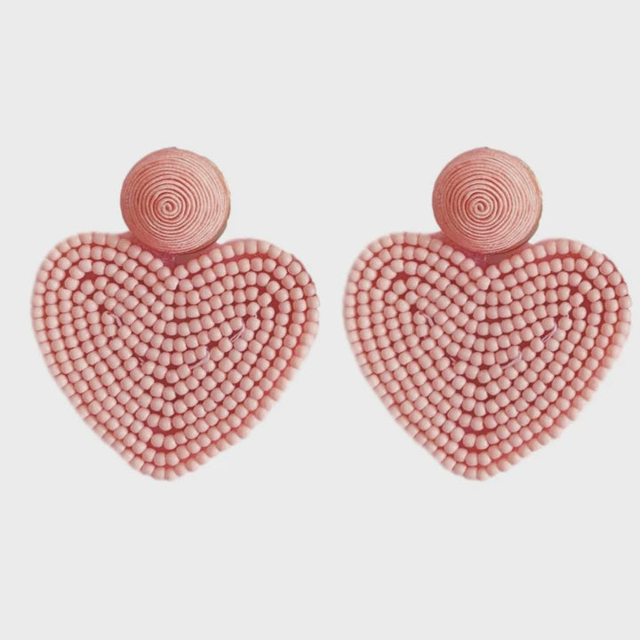 Pink Holiday Heart Earrings