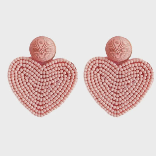 Pink Holiday Heart Earrings