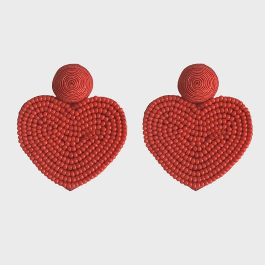 Red Holiday Heart Earrings