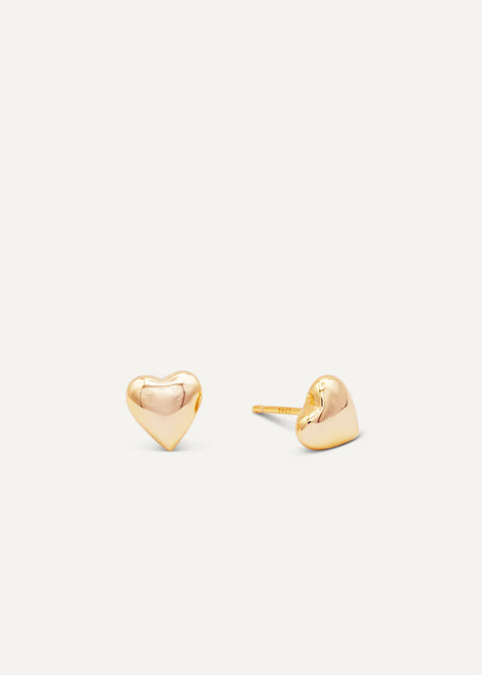 Puffed Gold Heart Earrings