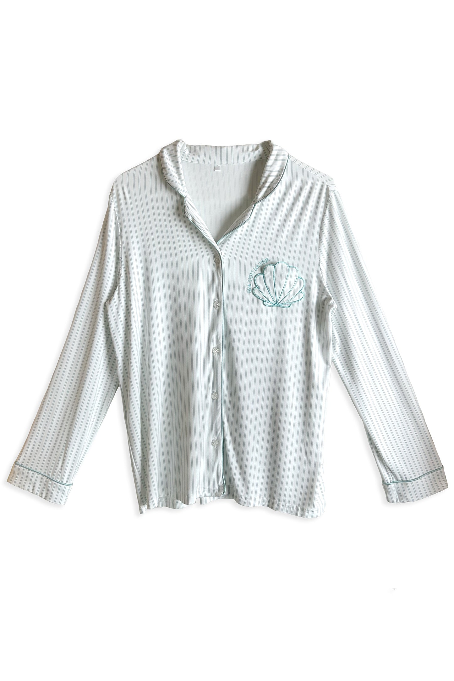 Sea You Later Striped PJ Set | Mint/Wht Stripe