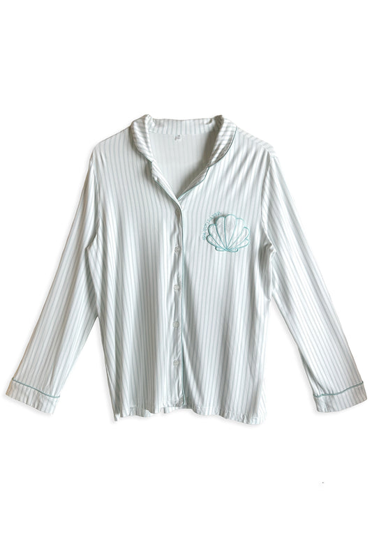 Sea You Later Striped PJ Set | Mint/Wht Stripe