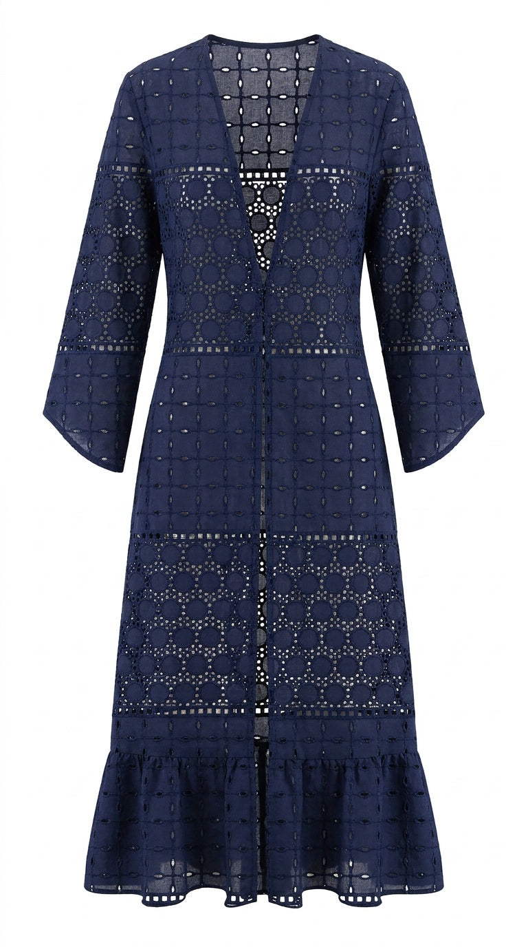 Navy Eyelet Duster
