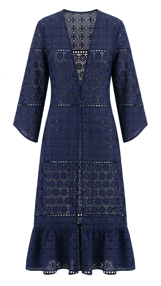Navy Eyelet Duster
