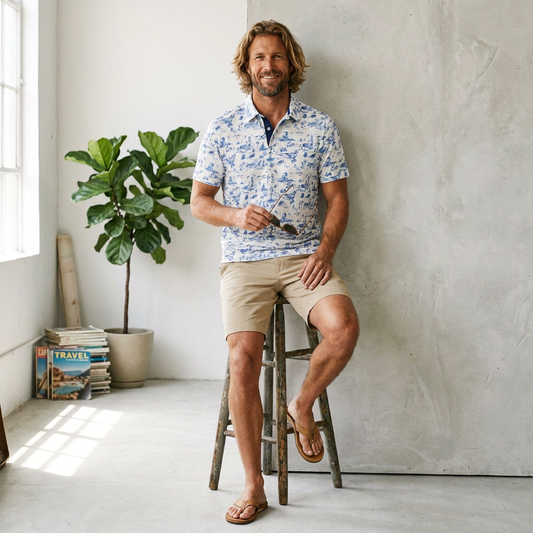 Island Toile Performance Polo