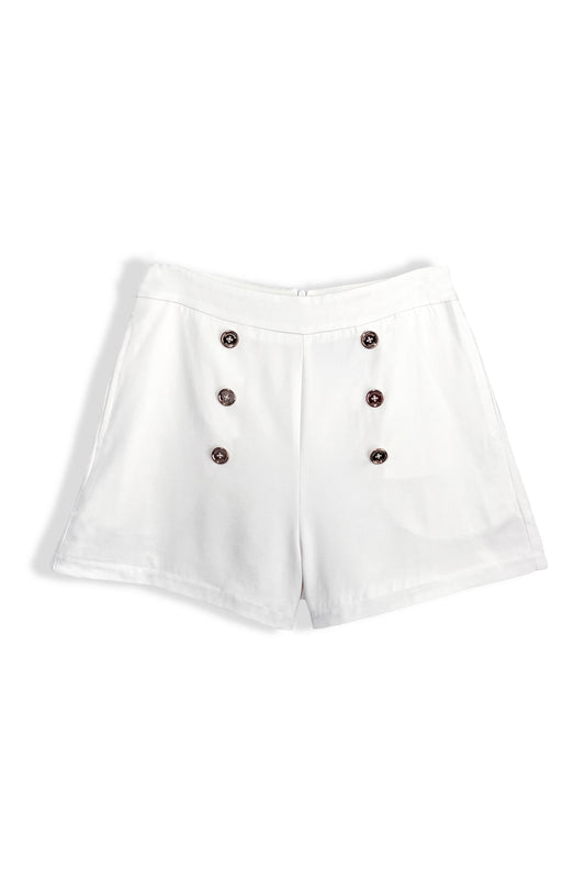 Pantalón corto marinero de cintura alta para mujer | Blanco