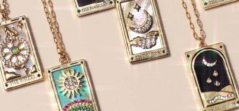 Tarot Card Necklace- The Moon- NEW Style Necklace: White classic