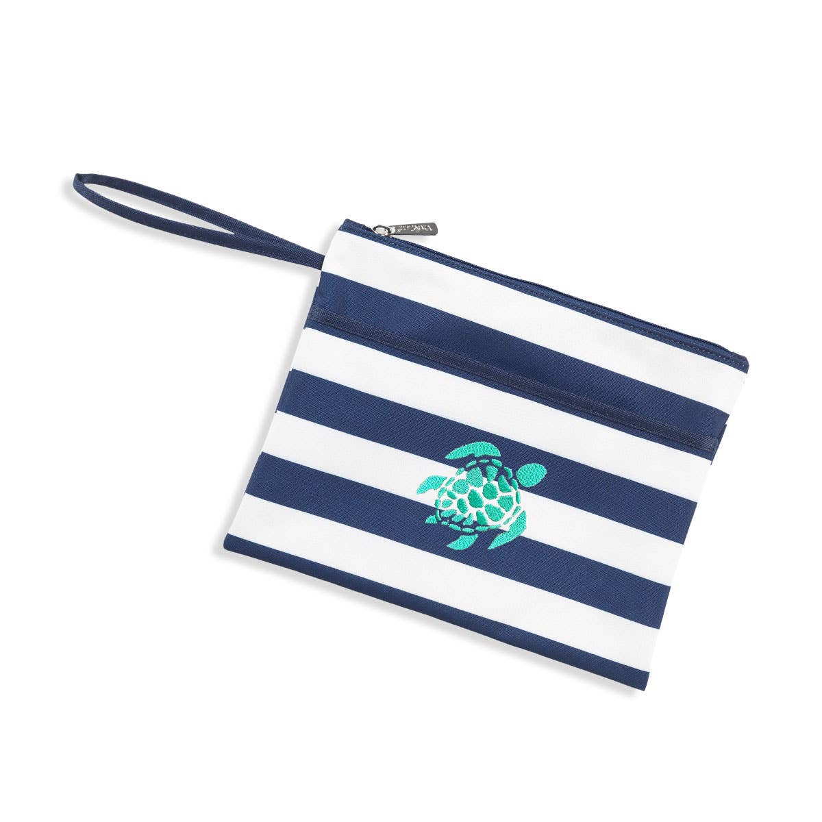 Mint Turtle Navy Stripe Wet Bag