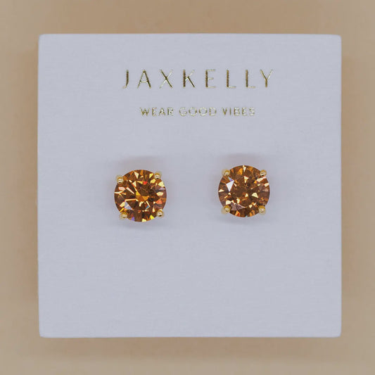 Round Coffee Gold Studs
