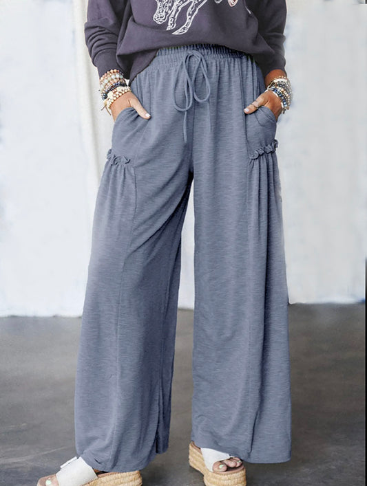 Casual Wide Leg Drawstring Pants