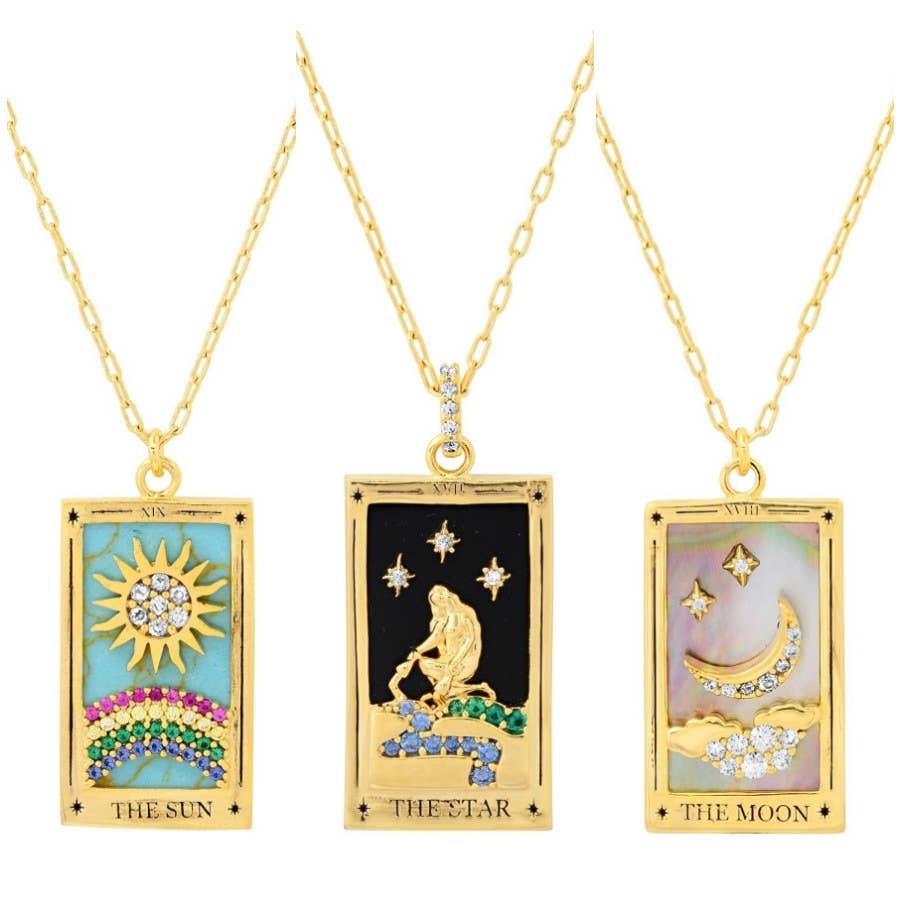 Tarot Card Necklace- The Moon- NEW Style Necklace: White classic