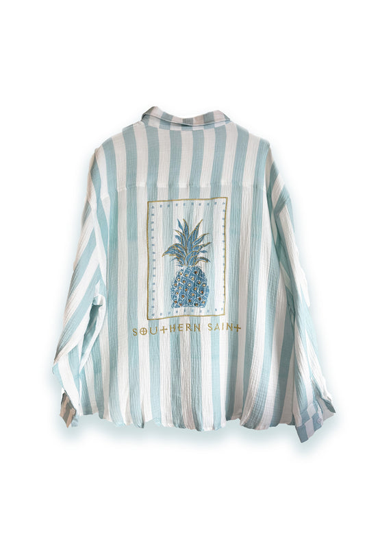 Mint Stripe Pineapple Cover Up