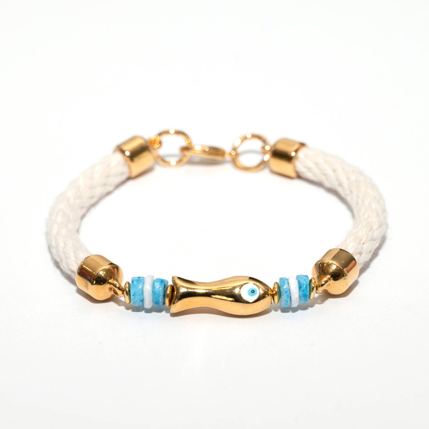 Chappie - Ivory/Gold - Nautical Fish Rope Bracelet: M