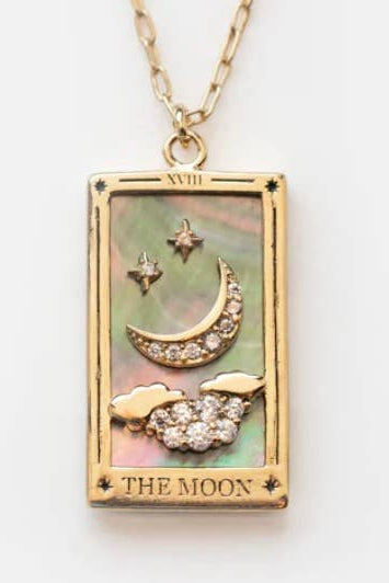 Tarot Card Necklace- The Moon- NEW Style Necklace: White classic