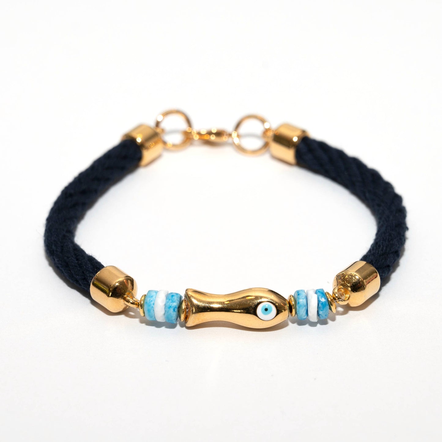 Chappie - Navy/Gold - Nautical Fish Rope Bracelet: S