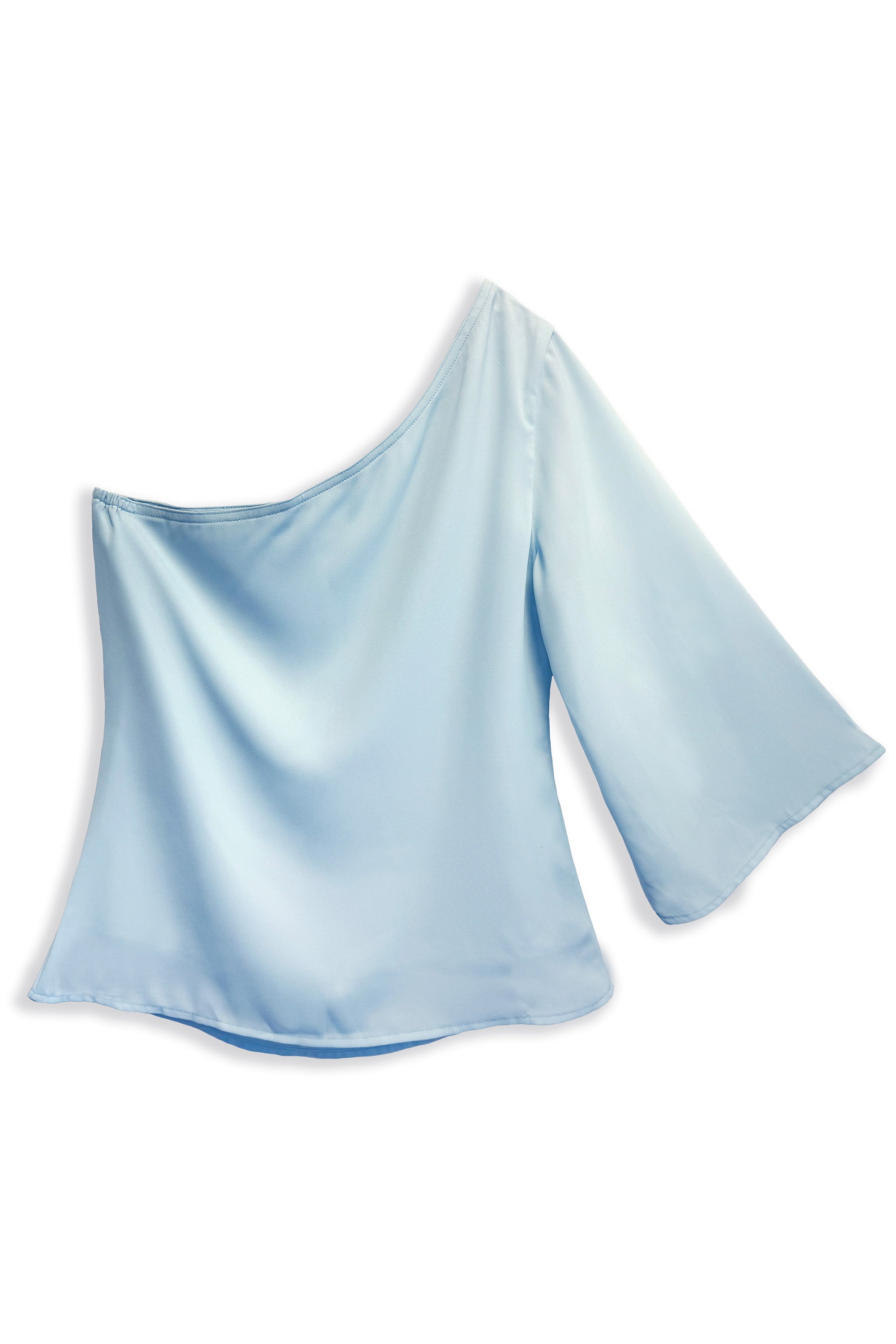 One Shoulder Flowy Top | Icy Blue