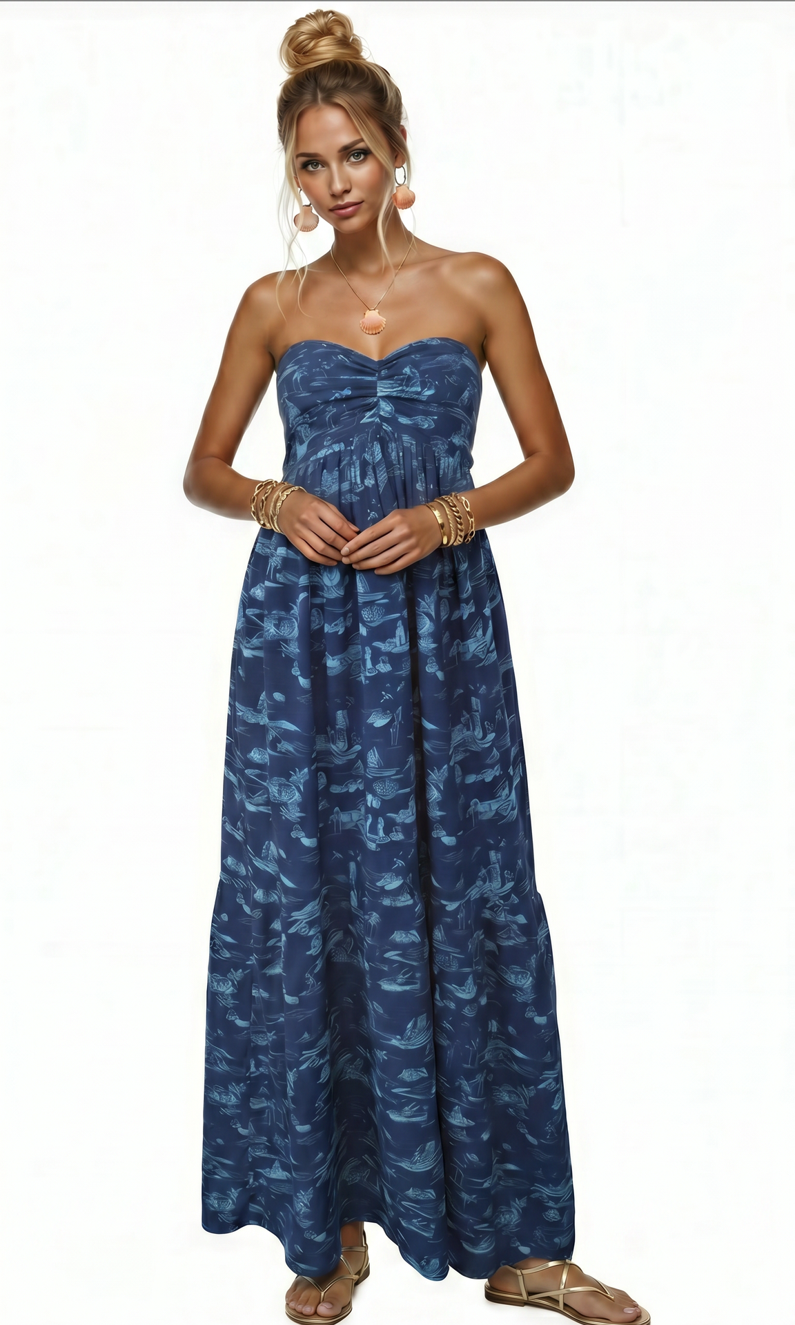 Lascaris Toile Strapless Maxi Dress