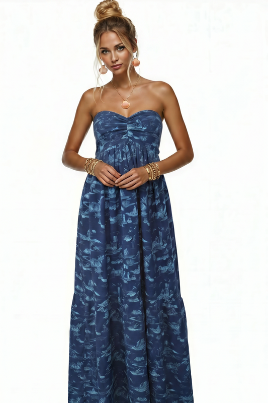 Lascaris Toile Strapless Maxi Dress