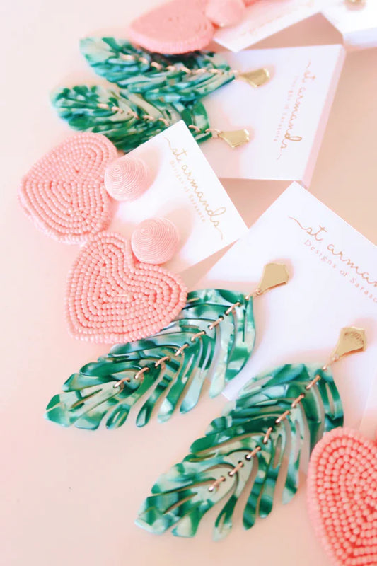 Pink Holiday Heart Earrings