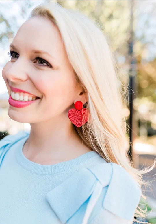 Red Holiday Heart Earrings