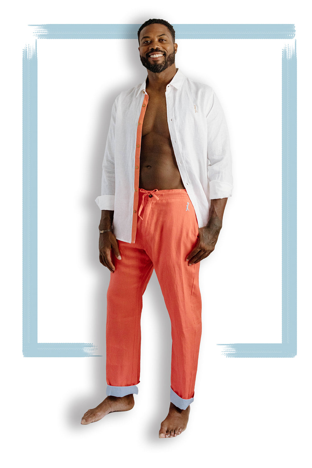 Pantalón con puños de lino | Coral Dk