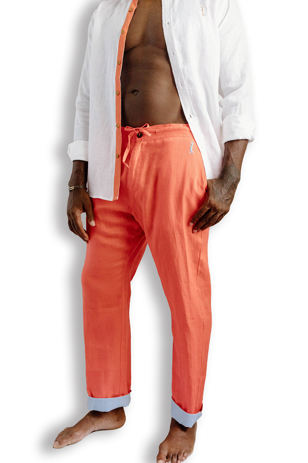 Pantalón con puños de lino | Coral Dk