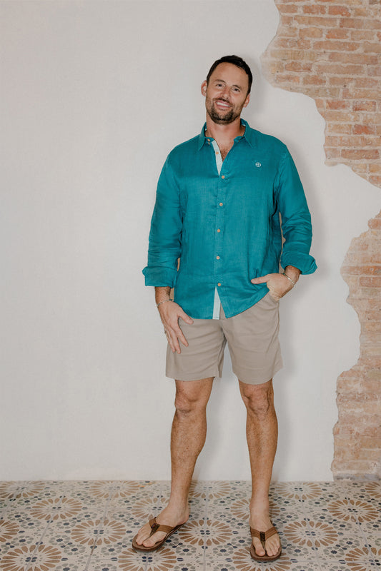 Men's Linen Button-down | Marine