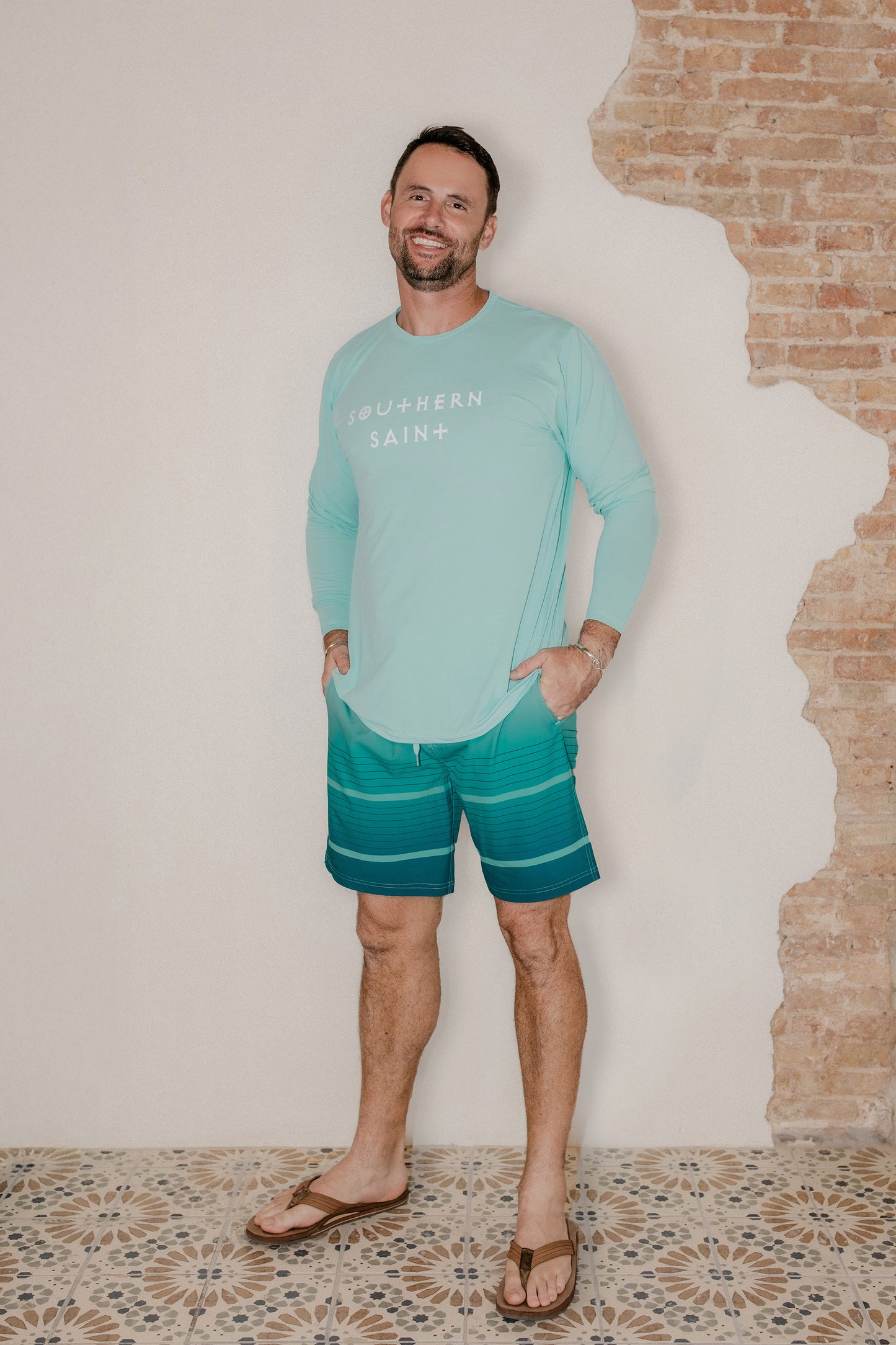Men's Lace up Boardshort | Ombre Stripe