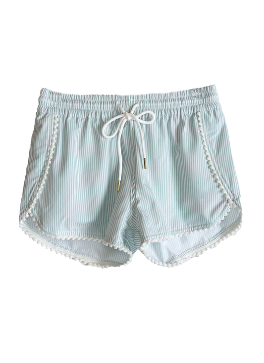 Pom Pom Short | Mint Seersucker