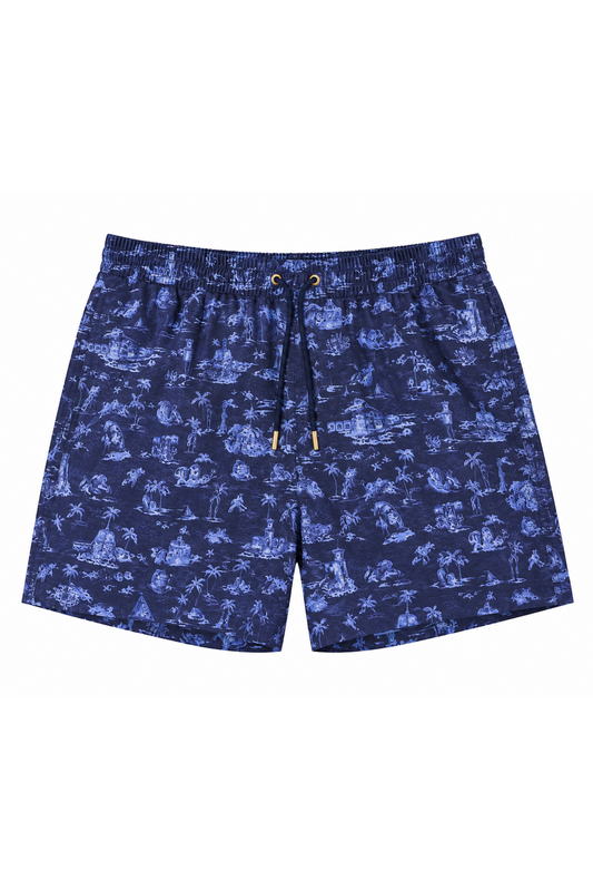 Men's Navy Toile Volley Swimtrunk