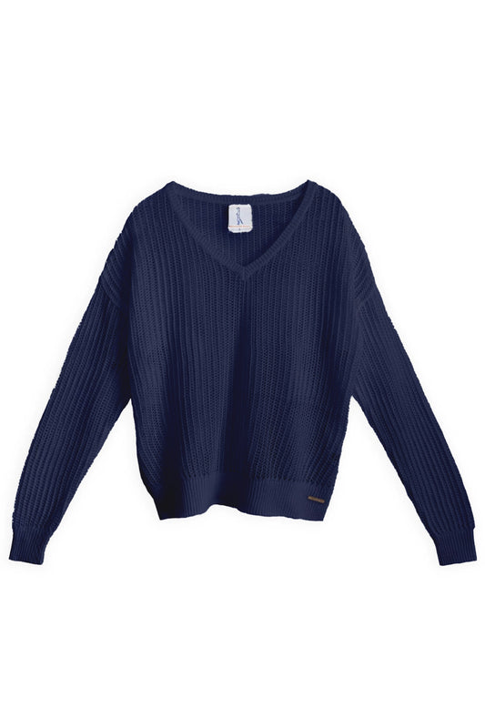 Women's Open Weave Sweater | Navy