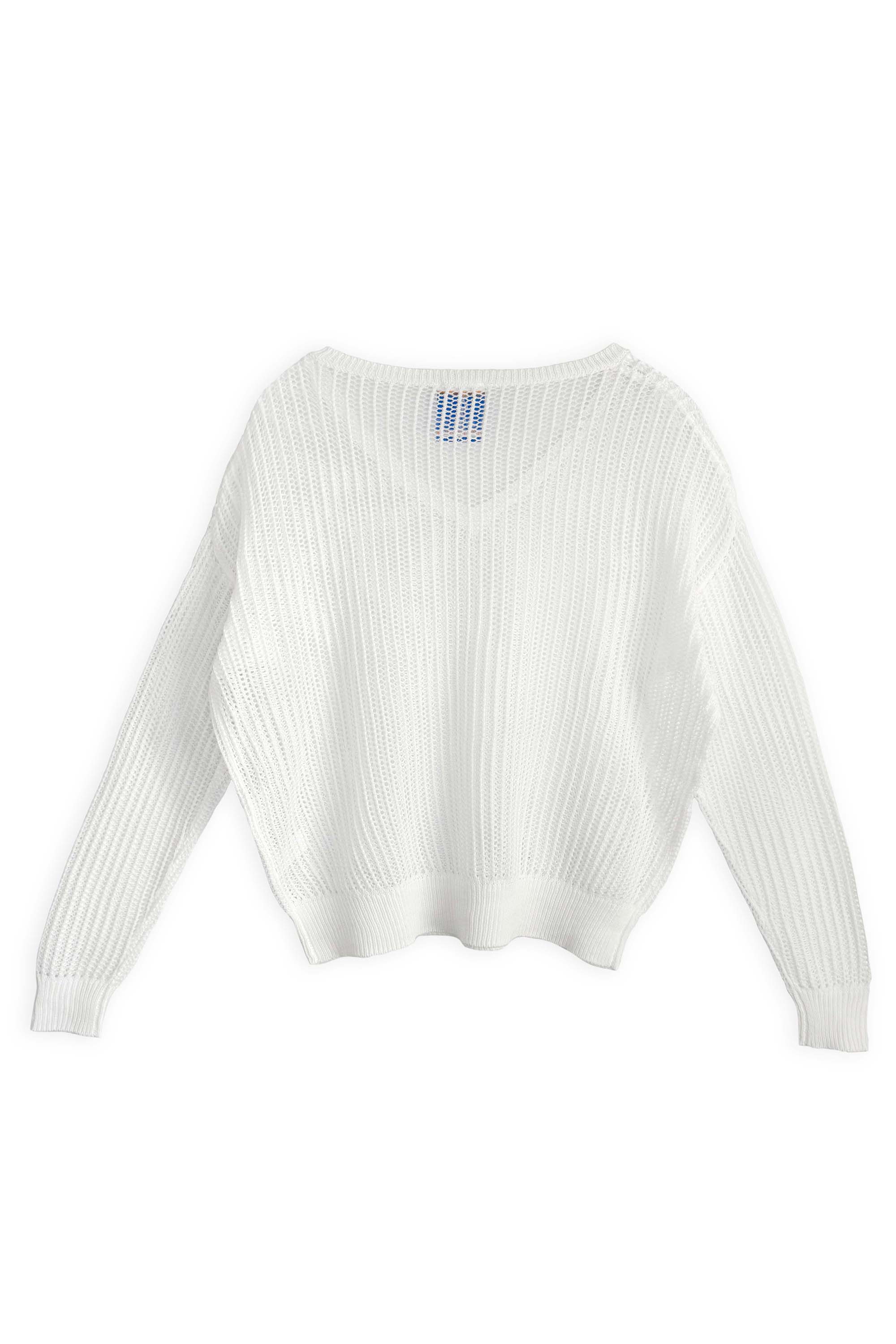 Women's Open Weave Knit Top | White