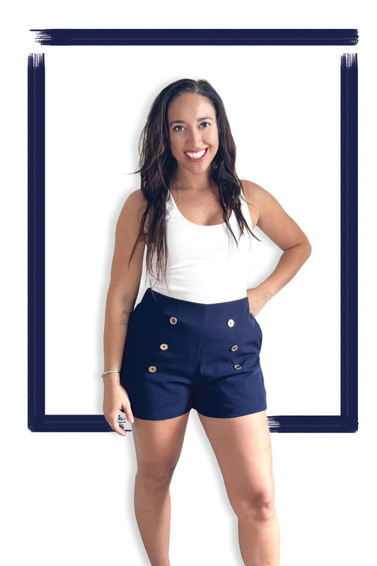 Women's High Waist Sailor Short | Navy