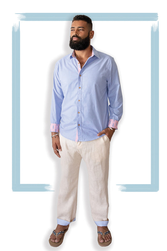 Pantalón con puños de lino | Crema De Coco
