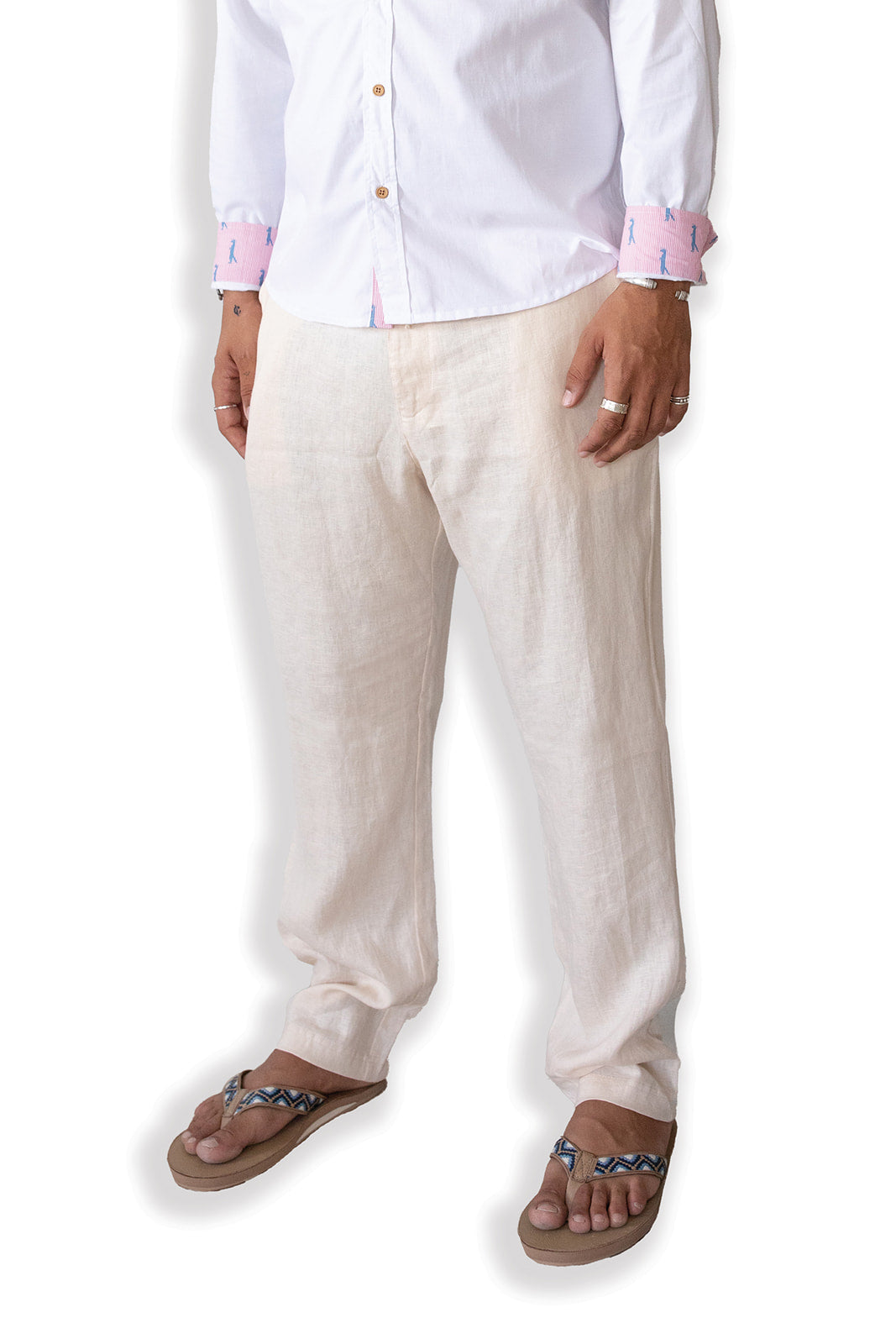 Pantalón de lino de corte ajustado | Crema De Coco