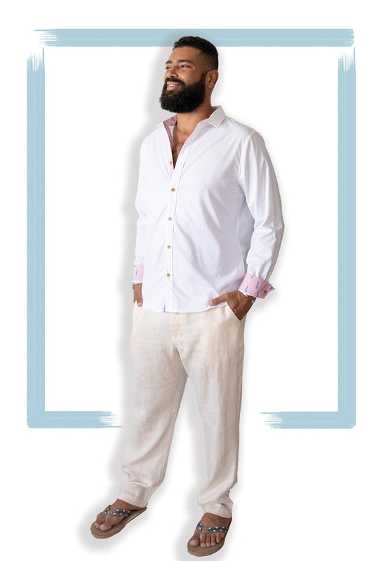 Pantalón de lino de corte ajustado | Crema De Coco