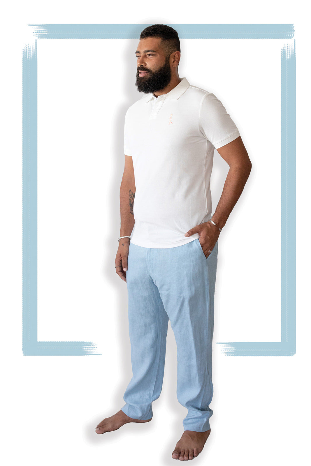 Slim Fit Linen Pant | Chambray