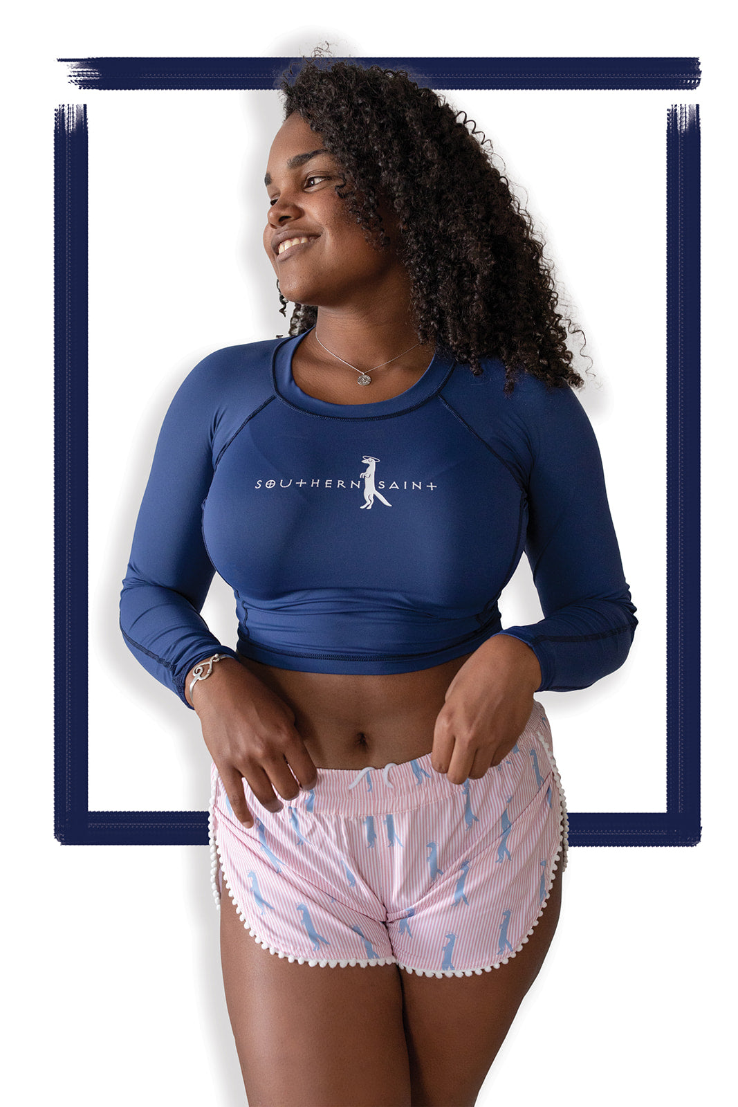 Women’s Fitted Crop Sun Shirt | Navy