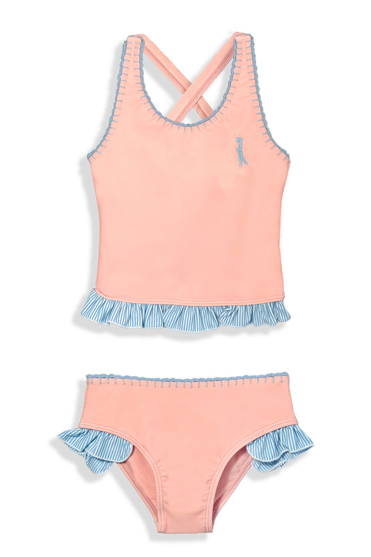 Little Girls Crochet Tankini | Peach