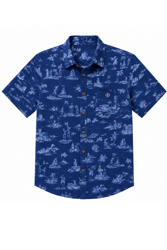 Lascaris Toile Men's Short Sleeve Button Up Shirt