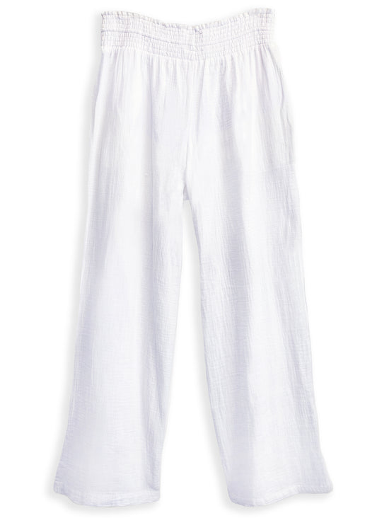 Women's Smocked Pants | White