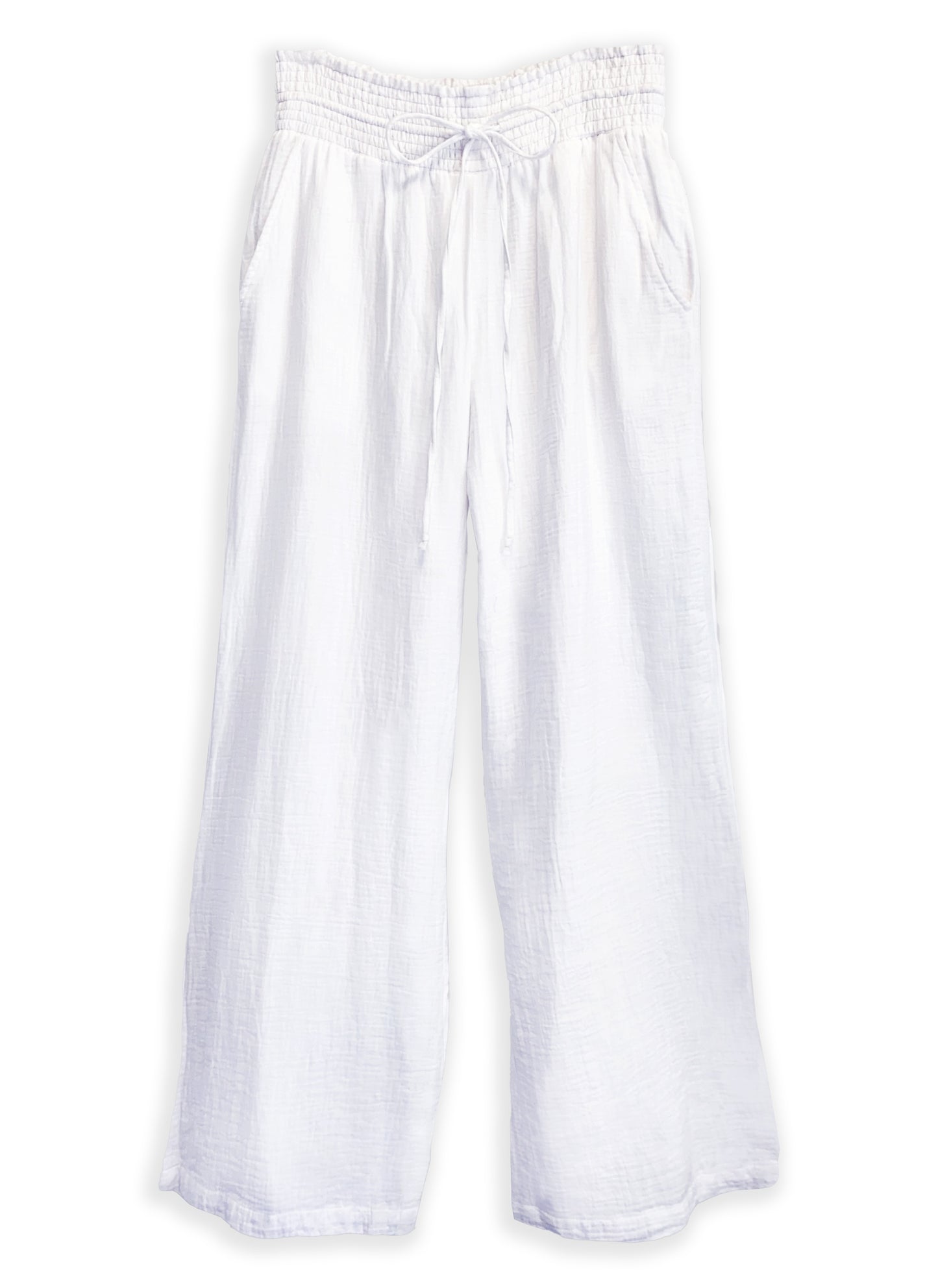 Women's Smocked Pants | White