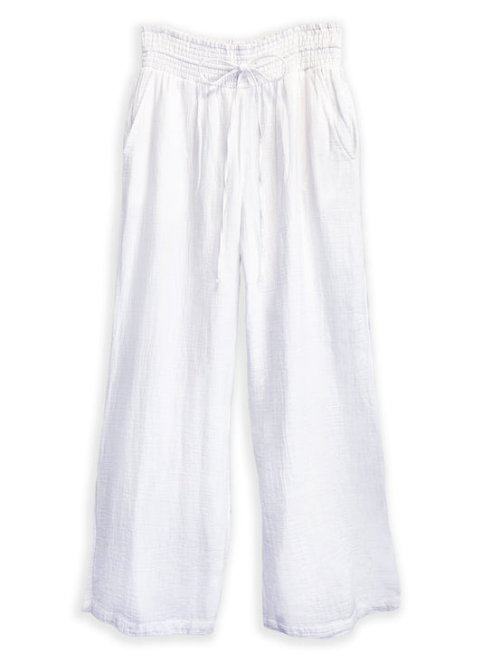 Women's Smocked Pants | White