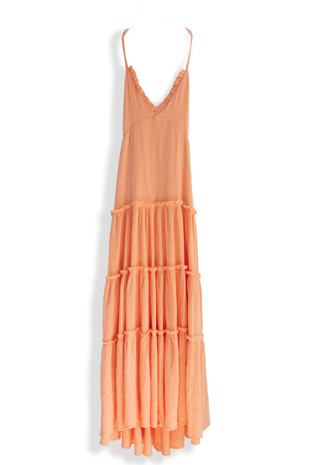 Vestido color melocotón con volantes
