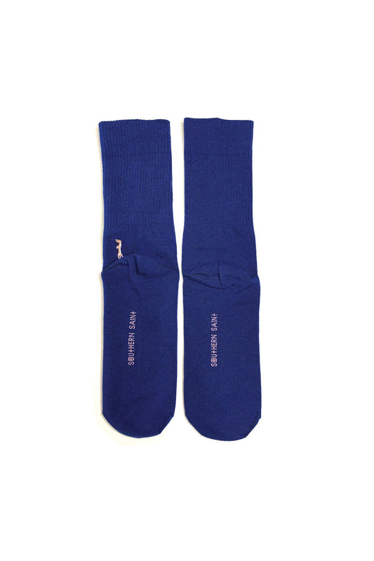 Navy Solid Rib Crew Sock