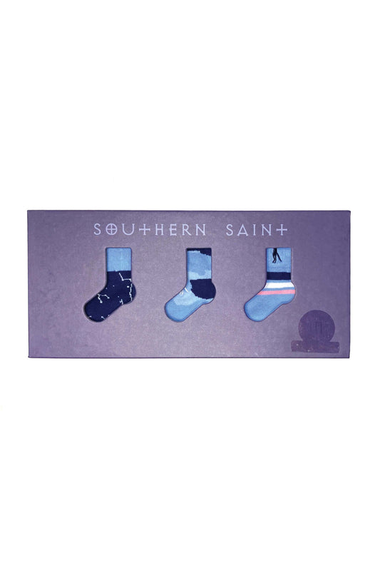 Adult Crew Sock Box | Blue 3 Pack