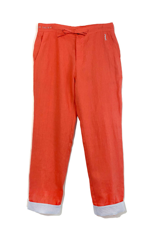 Linen Cuff Pant | Dk Coral