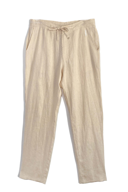 Pantalón de lino de corte ajustado | Crema De Coco